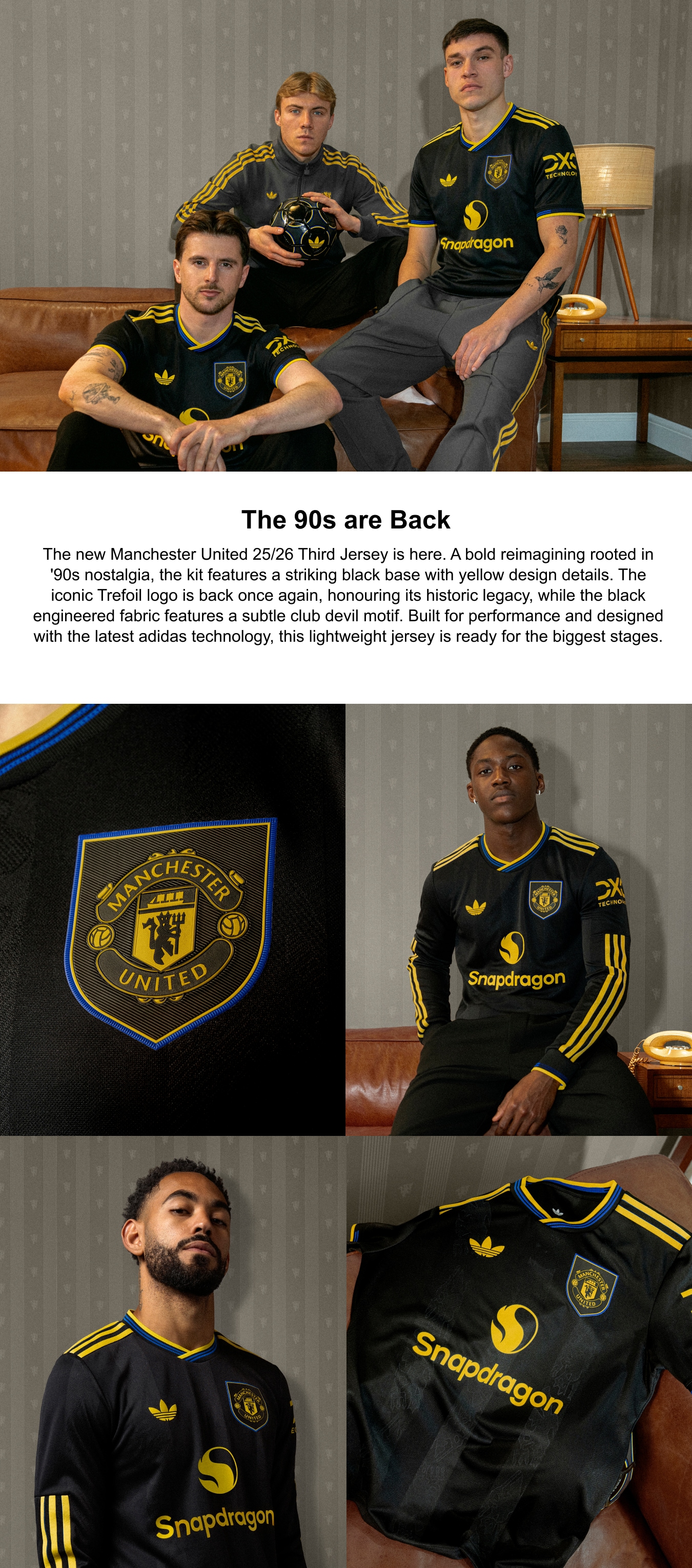 Manchester United adidas Third Shirt 2025-26 - Kids - Long Sleeve