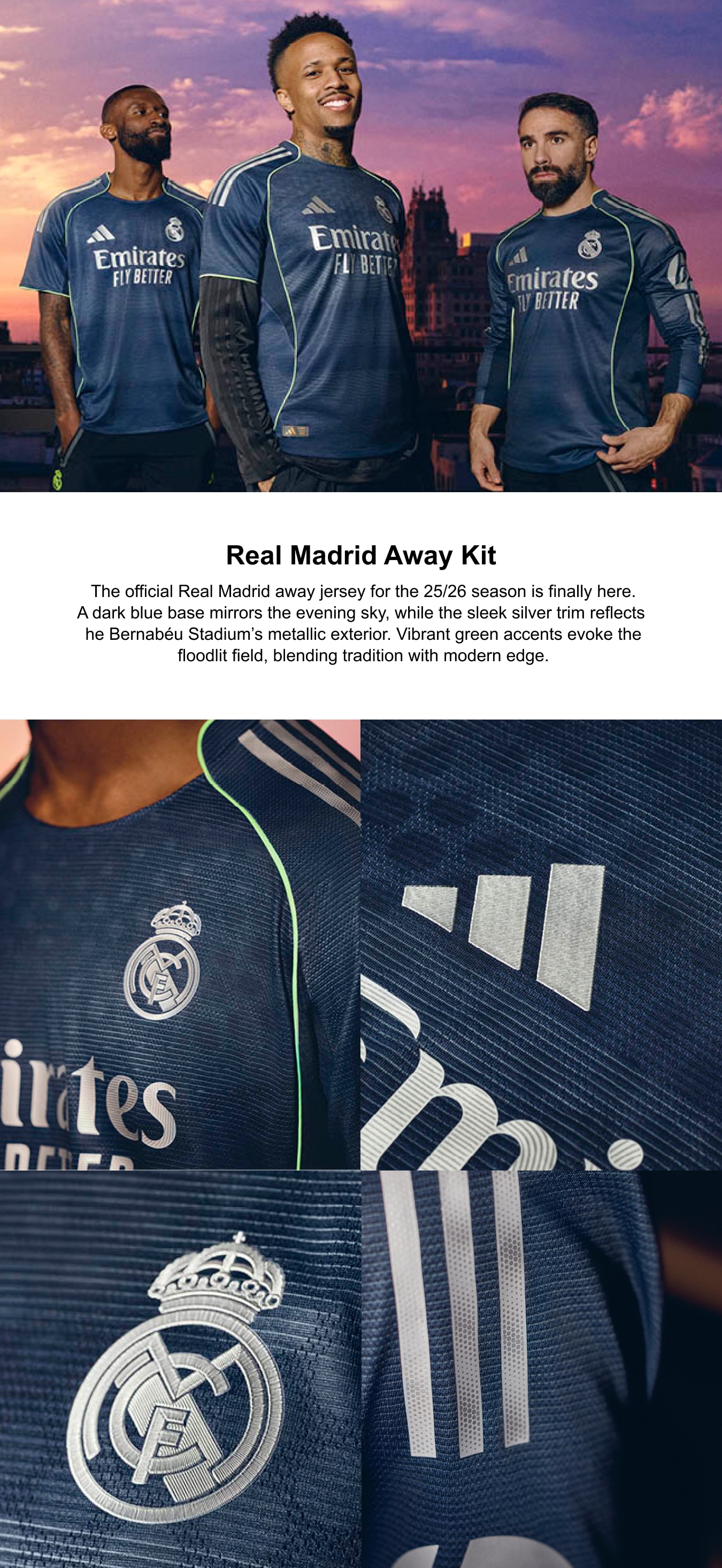 Real Madrid adidas Away Shirt 2025-26 - Long Sleeve with